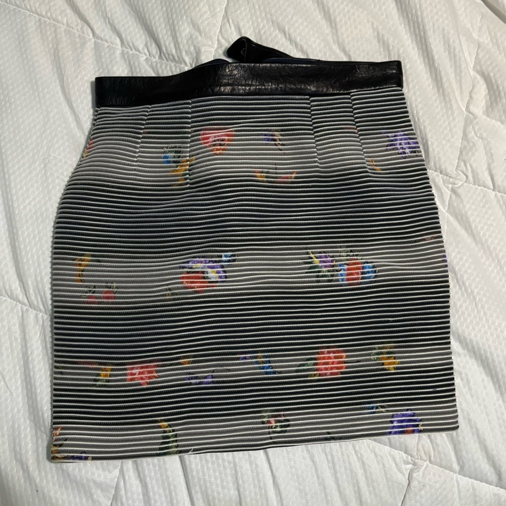 Vintage Roseanna Black and Multicolor Striped Mini Skirt